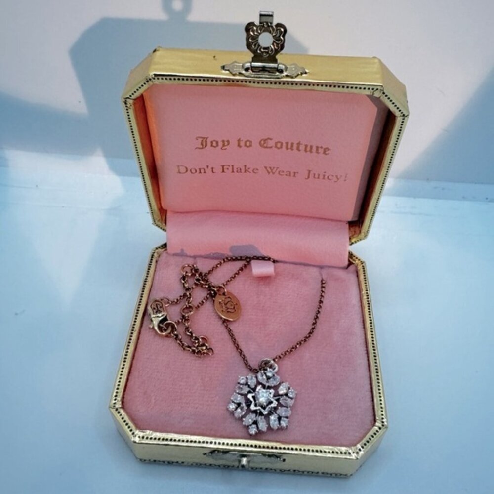 Juicy Couture NEW Vintage Y2K 2008 SNOWFLAKE Chain Necklace Gold Silver Crystals